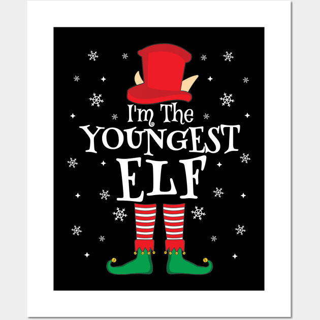 I'm The Youngest Elf Matching Family Christmas Pajama Shirt Wall Art by TheMjProduction